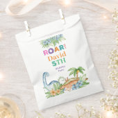 Green Blue Floral Dinosaur Birthday Bedankzakje (Geknipt)