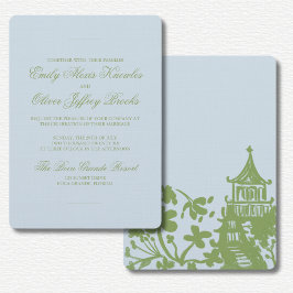 Green Blue Floral Watercolor Wedding  Kaart