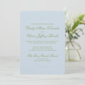 Green Blue Floral Watercolor Wedding Kaart (Staand voorkant)