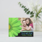 Green Blue Gerbera Daisy Photo Wedding Save The Date (Staand voorkant)