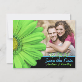 Green Blue Gerbera Daisy Photo Wedding Save The Date