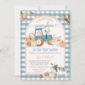 Green Blue Gingham Sweet Pumpkin Herfst Baby showe Kaart (Voorkant)