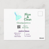 Green blue gitter clean mop add name address q r b briefkaart (Achterkant)