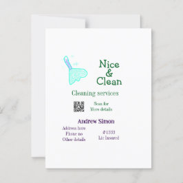 Green blue gitter clean mop add name address q r b briefkaart