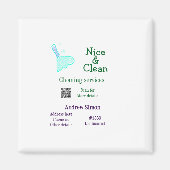 Green blue gitter clean mop add name address q r b magneet (Voorkant)