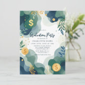 Green Blue Gold Finance Dollar Foto Afstudeerder P Kaart (Staand voorkant)