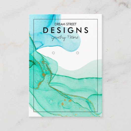 Green Blue Gold Trendy Earring Display Kaart Visitekaartje (Voorkant)