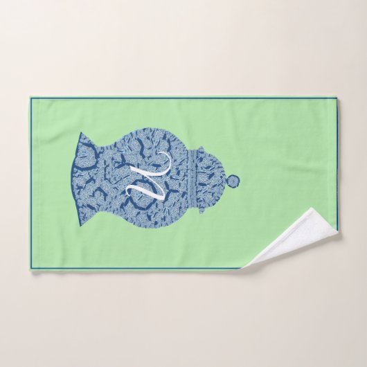 Green Blue Jar Ginger Jars Mosaic Handdoek (Handdoek)