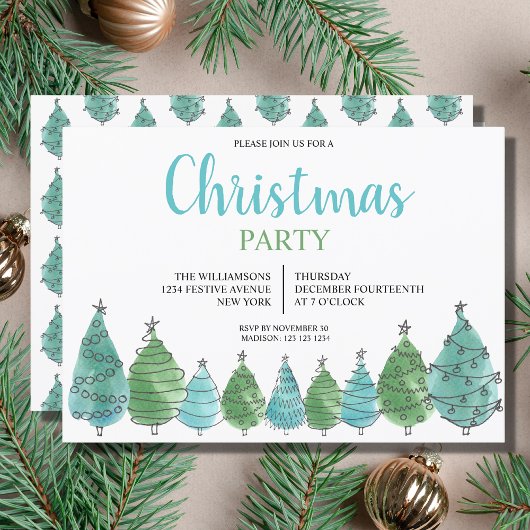 Green Blue-kerstboomfeest Kaart