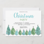 Green Blue-kerstboomfeest Kaart (Voorkant)