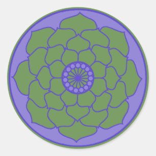Green Blue Lotus Mandala Ronde Sticker