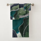 Green Blue Marble Agate Silver Glitter Glam #1 Bad Handdoek (Insitu)