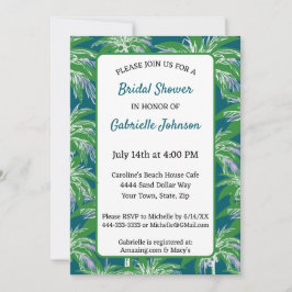 Green Blue Palm Tree Modern Wedding Shower Party Kaart