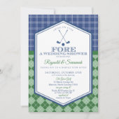 Green Blue PAR-T-SHIRT Golf Couple Shower Invitati Kaart (Voorkant)