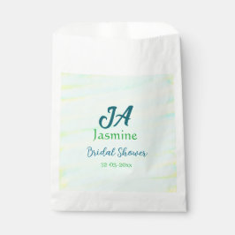 Green blue pastel watercolor bridal shower name da bedankzakje