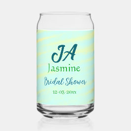 Green blue pastel watercolor bridal shower name da blikvorm glas