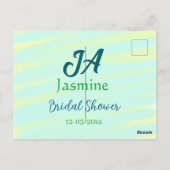 Green blue pastel watercolor bridal shower name da briefkaart (Achterkant)