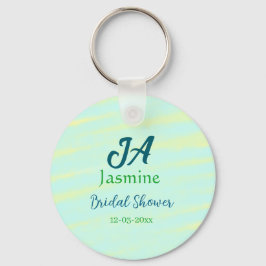 Green blue pastel watercolor bridal shower name da sleutelhanger