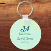 Green blue pastel watercolor bridal shower name da sleutelhanger (Voorkant)