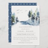 Green Blue Pine Bossen Bird Rehearsal Dinner Invit Bedankkaart (Voorkant / Achterkant)