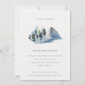 Green Blue Pine Bossen Mountain Baby shower Invite Bedankkaart (Voorkant)
