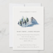 Green Blue Pine Bossen Mountain Verloving Invite Bedankkaart (Voorkant)