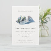 Green Blue Pine Bossen Mountain Verloving Invite Bedankkaart (Staand voorkant)