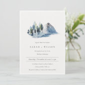 Green Blue Pine Bossen Mountain Wedding Invite Bedankkaart (Staand voorkant)