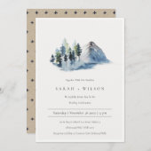 Green Blue Pine Bossen Mountain Wedding Invite Bedankkaart (Voorkant / Achterkant)