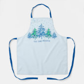 Green Blue Pine Trees Winter T'is het seizoen dat Schort (Voorkant)