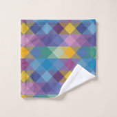 green, blue, pink, yellow and purple geometric bad handdoek (Wasdoekje)