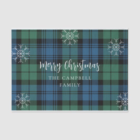 Green Blue Plaid Rustic Campbell Tartan Tissuepapier (Voorkant)