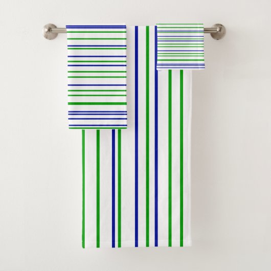 Green blue purple stripes modern custom pattern bad handdoek (Insitu)