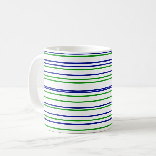 Green blue purple strips moderne custom pattern koffiemok (Voorkant links)