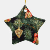 Green Blue Red Gold Plaid Stripes Christmas Keramisch Ornament (Achterkant)