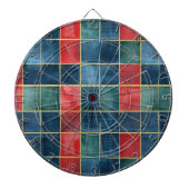 Green Blue Red Gold Plaid Stripes Dartbord (Voorkant)