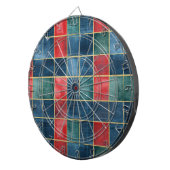 Green Blue Red Gold Plaid Stripes Dartbord (Voorkant Rechts)