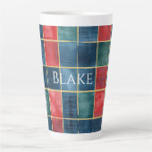 Green Blue Red Gold Plaid Stripes Latte Mok (Voorkant)