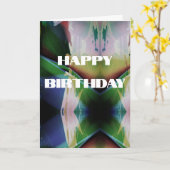 Green Blue Rust Gold Pink White Abstract Birthda Kaart (Gele Bloem)