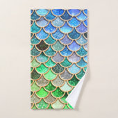 Green Blue Shiny Ombre Glitter Mermaid Scales Bad Handdoek (Handdoek)