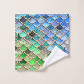 Green Blue Shiny Ombre Glitter Mermaid Scales Bad Handdoek (Wasdoekje)