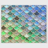 Green Blue Shiny Ombre Glitter Mermaid Scales Cadeaupapier (Vlak)