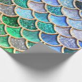 Green Blue Shiny Ombre Glitter Mermaid Scales Cadeaupapier (Hoek)