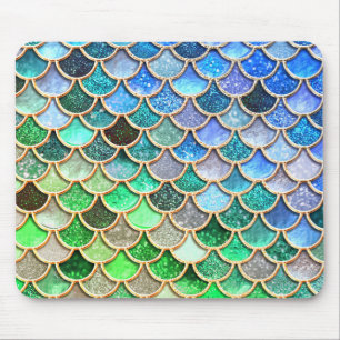 Green Blue Shiny Ombre Glitter Mermaid Scales Muismat