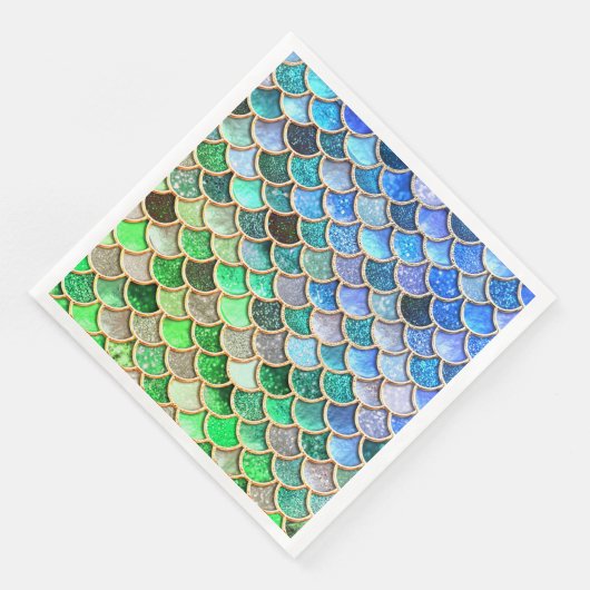 Green Blue Shiny Ombre Glitter Mermaid Scales Servetten (Hoek)