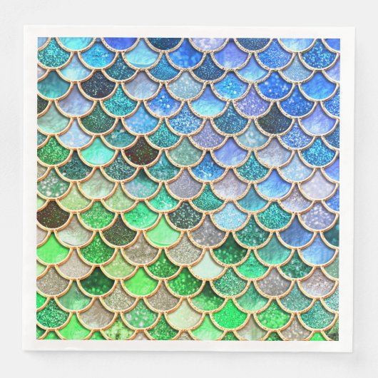 Green Blue Shiny Ombre Glitter Mermaid Scales Servetten (Voorkant)