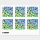 Green Blue Shiny Ombre Glitter Mermaid Scales Vierkante Sticker (Vel)