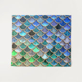 Green Blue Shiny Ombre Glitter Mermaid Scales Wandkleed (Voorkant (horizontaal))