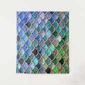 Green Blue Shiny Ombre Glitter Mermaid Scales Wandkleed (Voorkant)