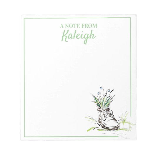 Green Blue Shoe Flower Planter ondersteuning van G Notitieblok (Voorkant)